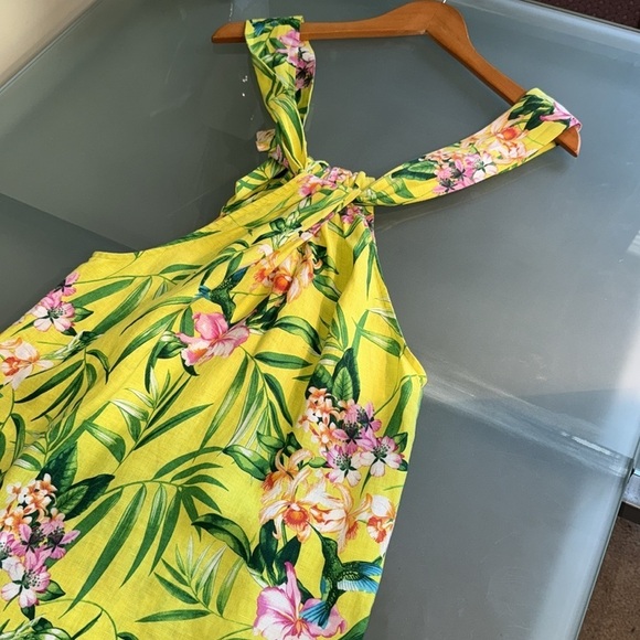 Linen Dress Tommy Bahamas Dress Tommy Bahamas Floral Linen Halter Dress Size XS - Picture 2 of 5